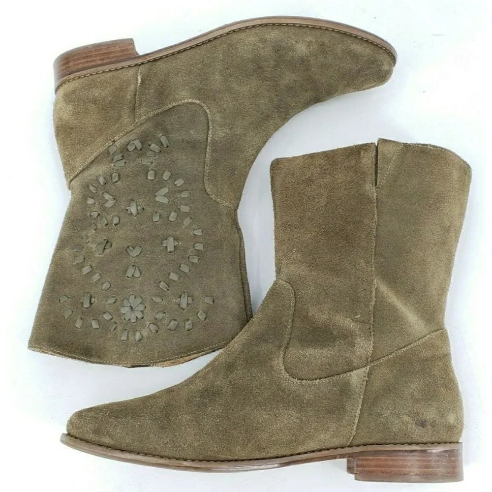 Jack Rogers Kaitlin Green Suede Boot Size 8.5